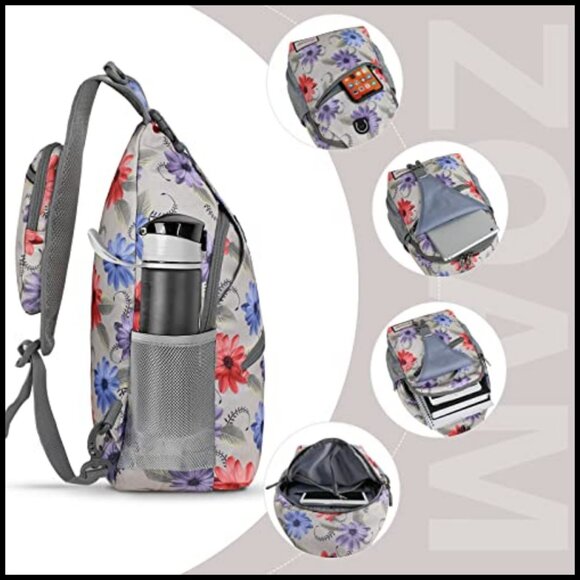 Water Resistant Sling Backpack Anti Theft Daypack Adjustable Strap Multi main image 6